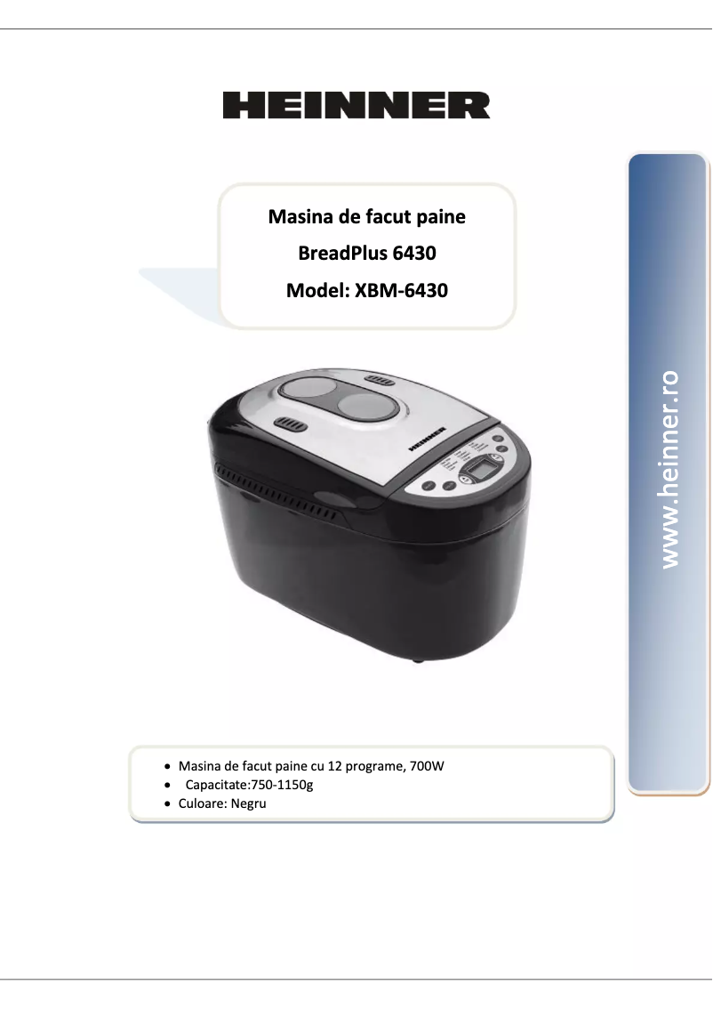 Imagen de la primera página del manual del dispositivo BreadPlus XBM-6430