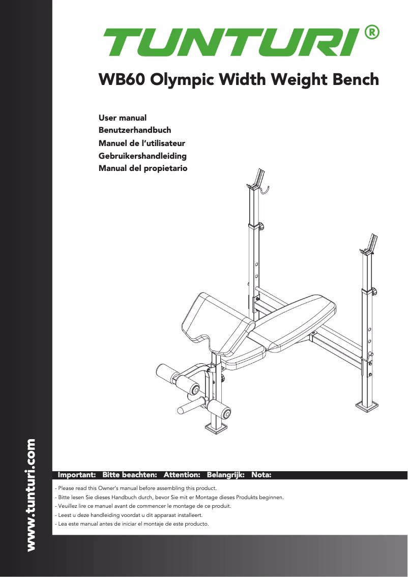 Page n°1 - Manuel utilisateur Tunturi WB60 Olympic Width Weight Bench