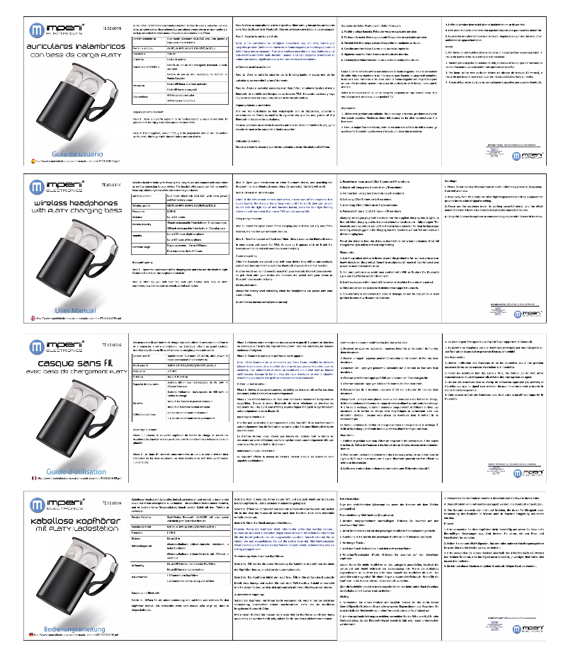 Page n°1 - Manuel utilisateur Imperii Electronics TE.03.0316.01