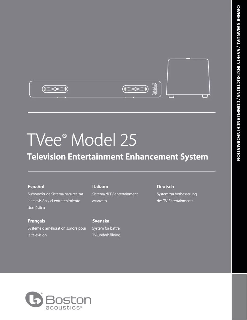 Page n°1 - Manuel utilisateur Boston Acoustics TVee 25