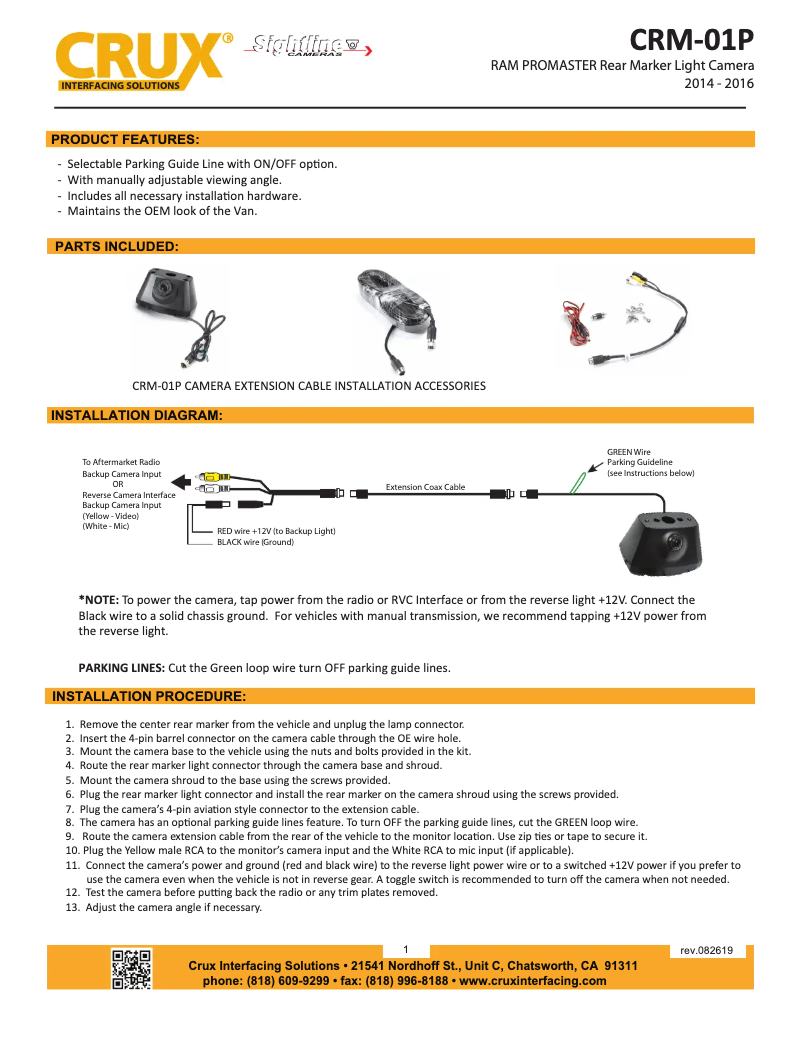 Page n°1 - Manuel utilisateur CRUX CRM-01P