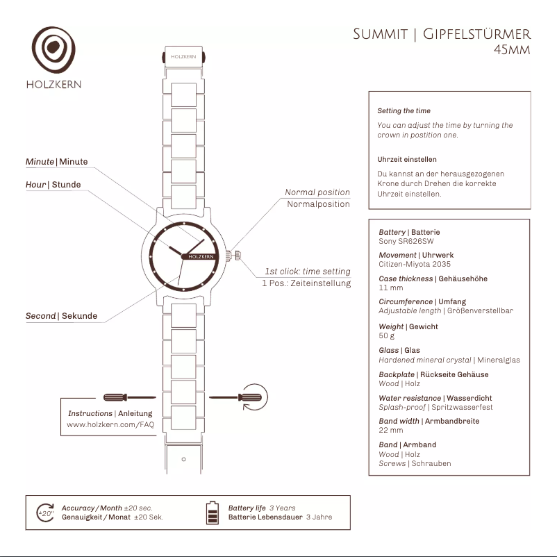 Page 1 de la notice Manuel utilisateur Holzkern Kibo