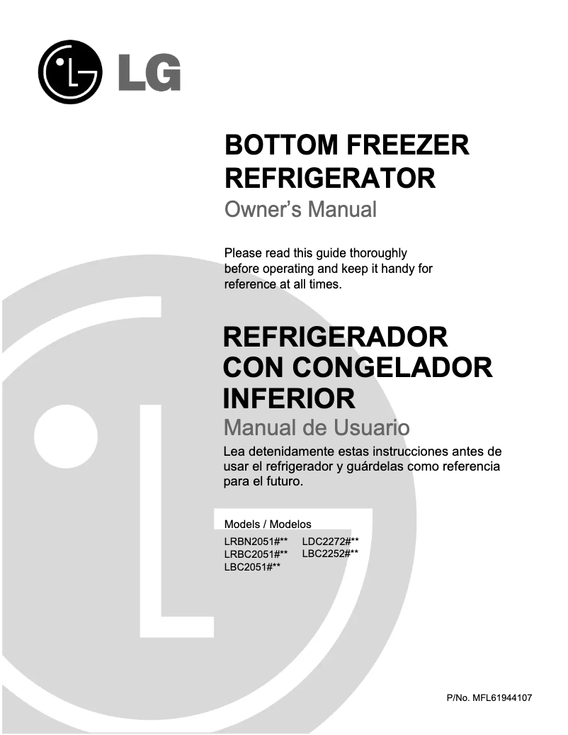 Page 1 de la notice Manuel utilisateur LG LBC22520TT