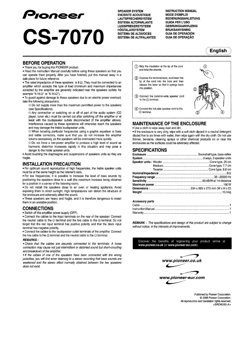Image de la première page du manuel de l'appareil CS-7070