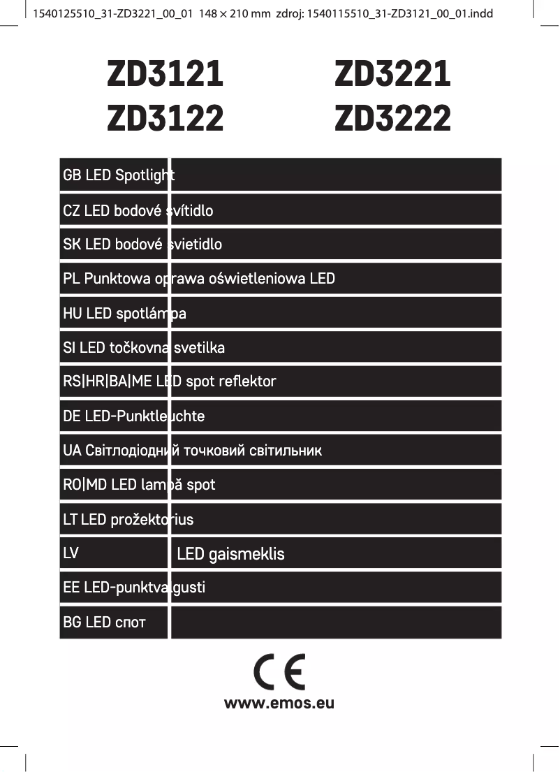 Image de la première page du manuel de l'appareil ZD3221