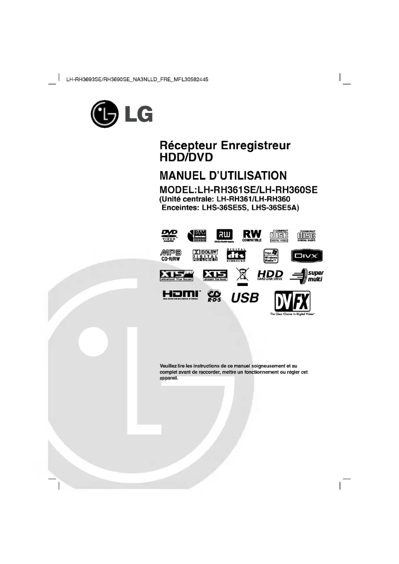 Image de la première page du manuel de l'appareil LH-RH3693SE