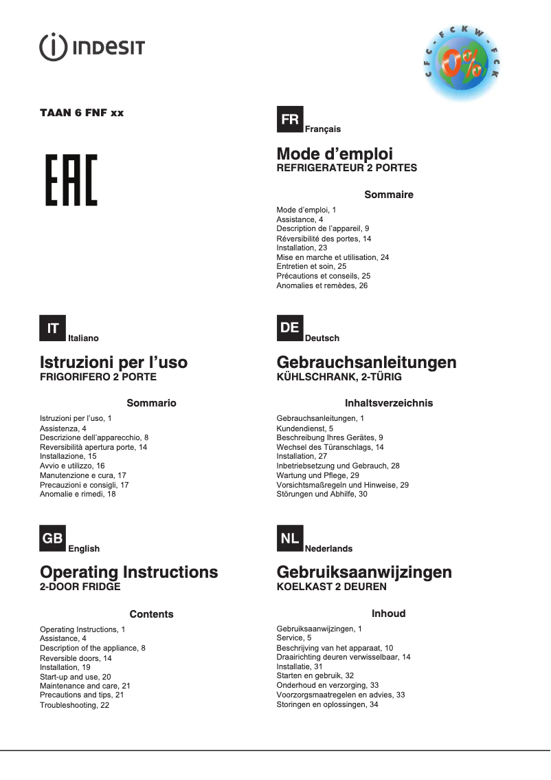 Imagen de la primera página del manual del dispositivo TAAN 6 FNF S1