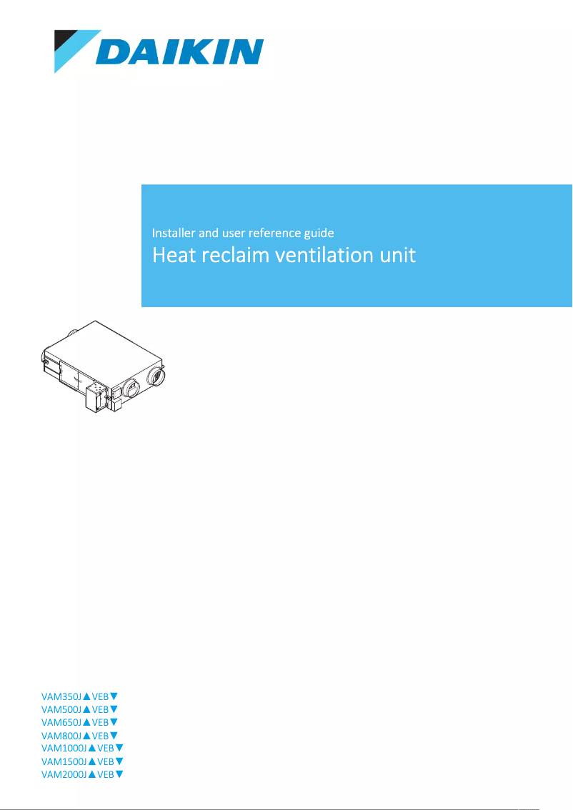 Page 1 de la notice Manuel utilisateur Daikin VAM1500J8VEB