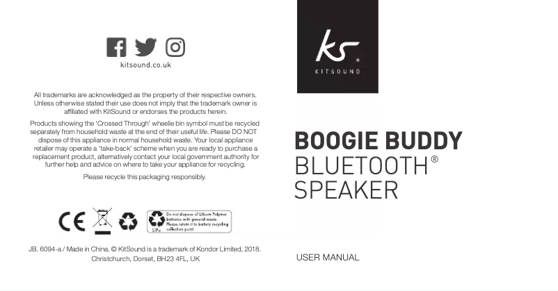 Page 1 de la notice Manuel utilisateur KitSound Boogie Buddy