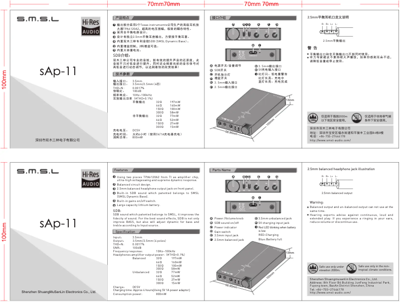 Page 1 de la notice Manuel utilisateur S.M.S.L SAP-11