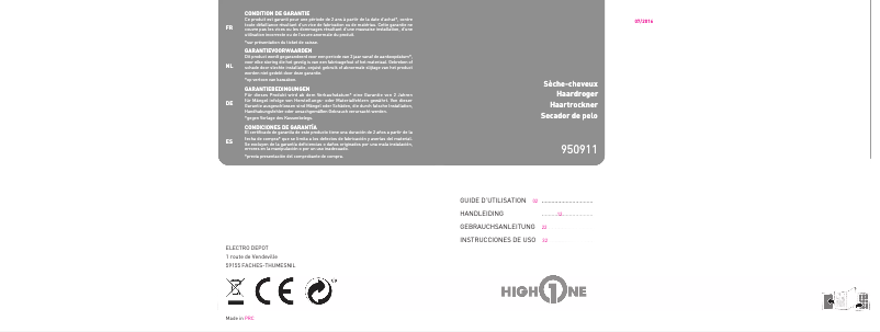 Page n°1 - Manuel utilisateur High One SC7