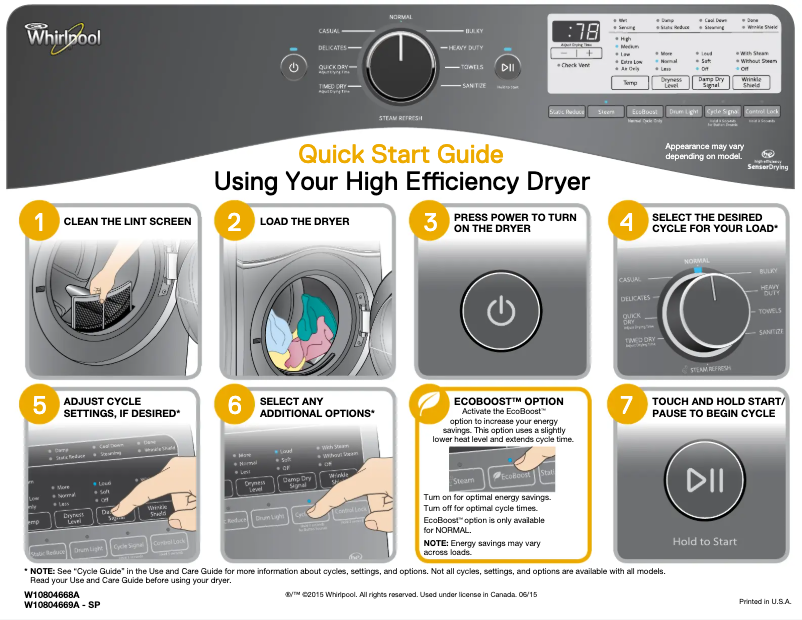 Page n°1 - Manuel utilisateur Whirlpool WED90HEF