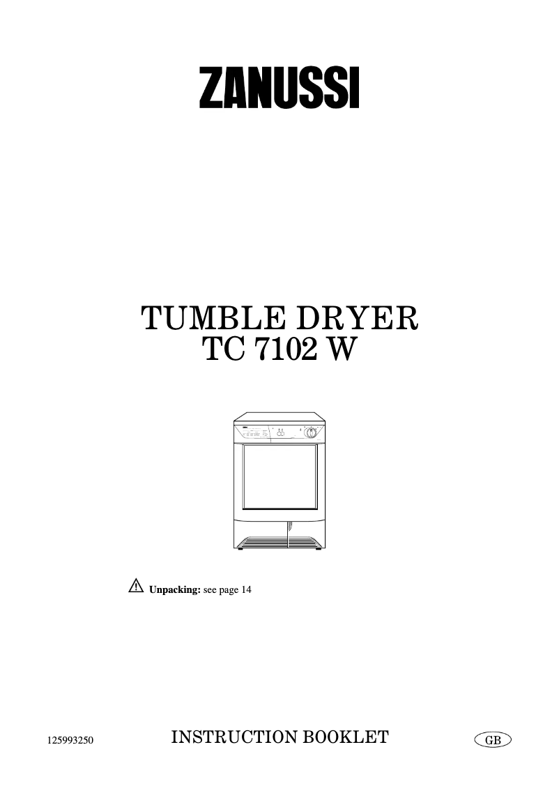 Page 1 de la notice Manuel utilisateur Zanussi TC 7102 S