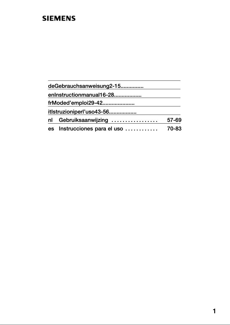 Page 1 de la notice Mode d'emploi Siemens HW1405P2
