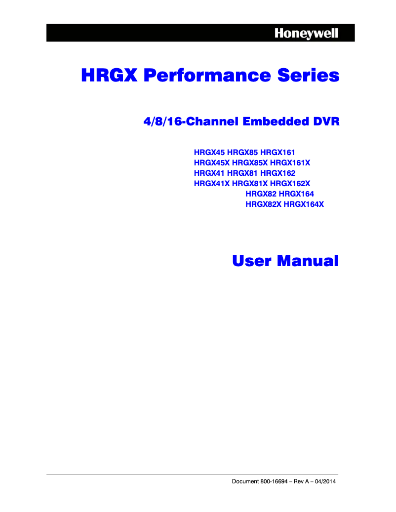 Página 1 del manual Manual de usuario Honeywell HRGX161