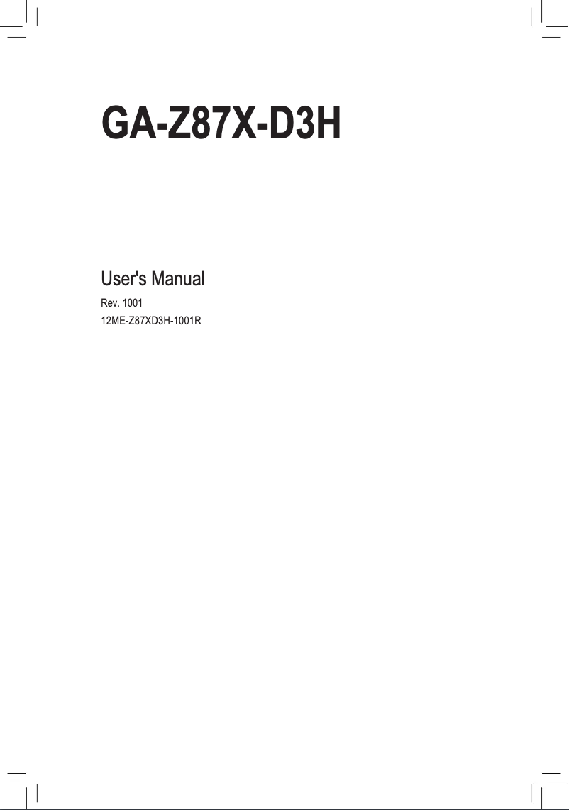 Image de la première page du manuel de l'appareil GA-Z87X-D3H