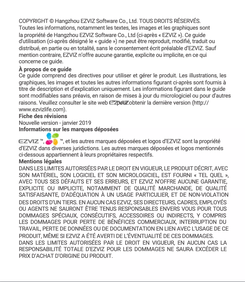 Page 1 de la notice Manuel utilisateur EZVIZ TY1