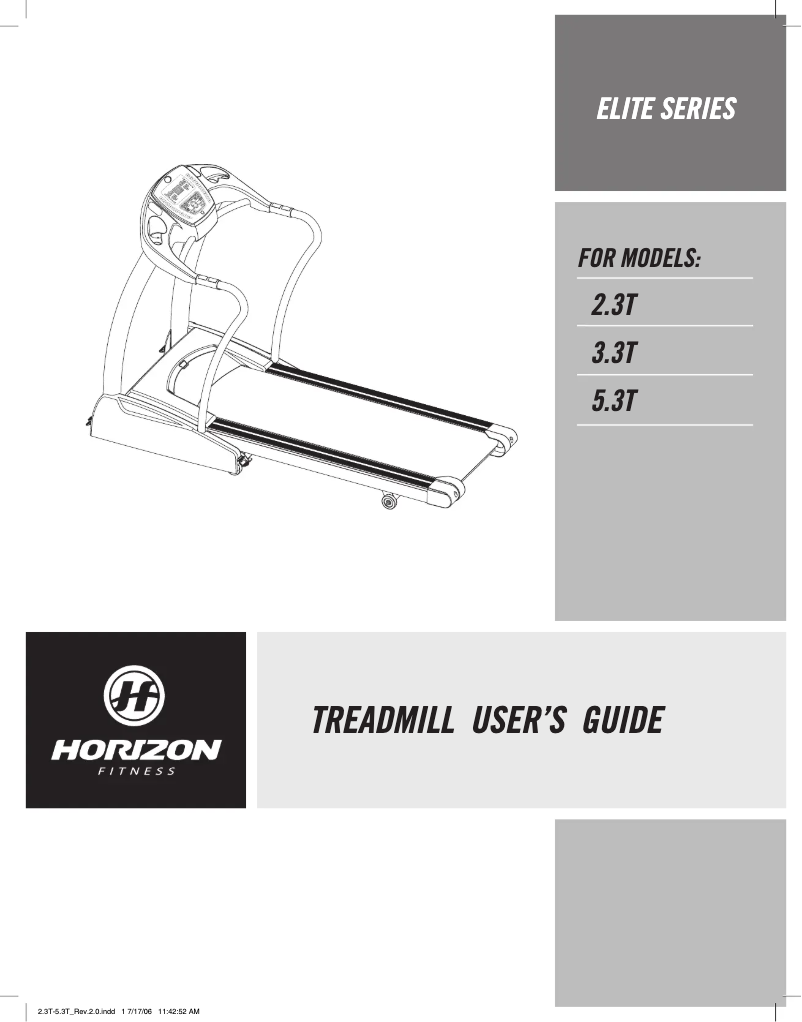 Página 1 del manual Manual de usuario Horizon Fitness Elite 5.3T