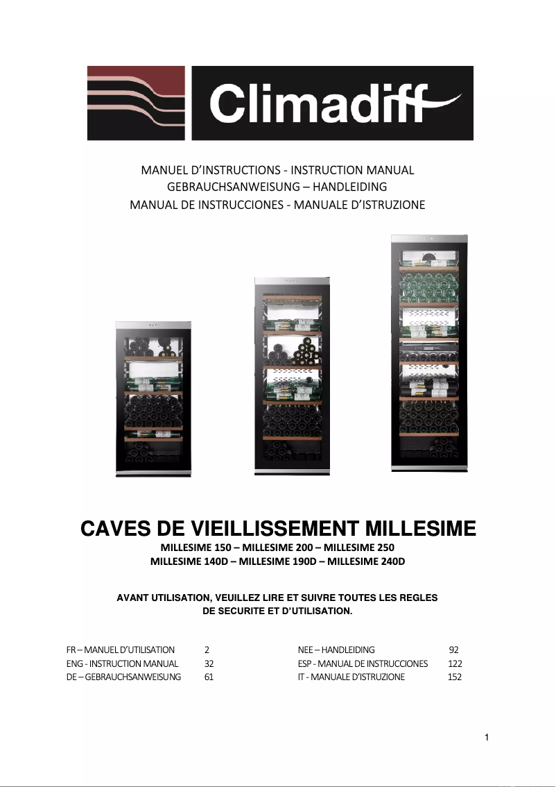 Image de la première page du manuel de l'appareil MILLESIME 250
