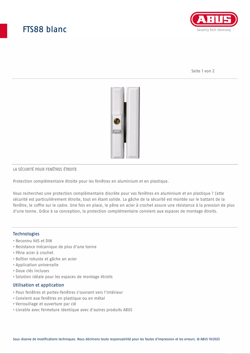 Image de la première page du manuel de l'appareil FTS88