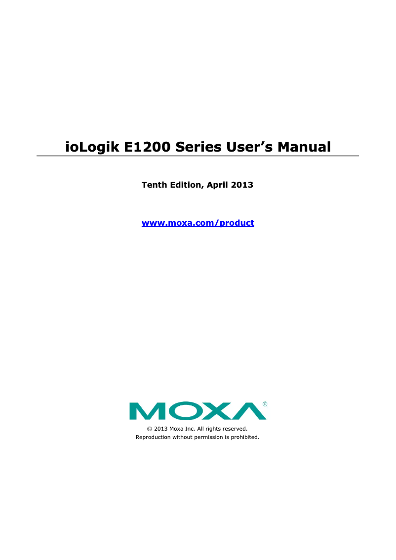 Page n°1 - Manuel utilisateur Moxa ioLogik E1242