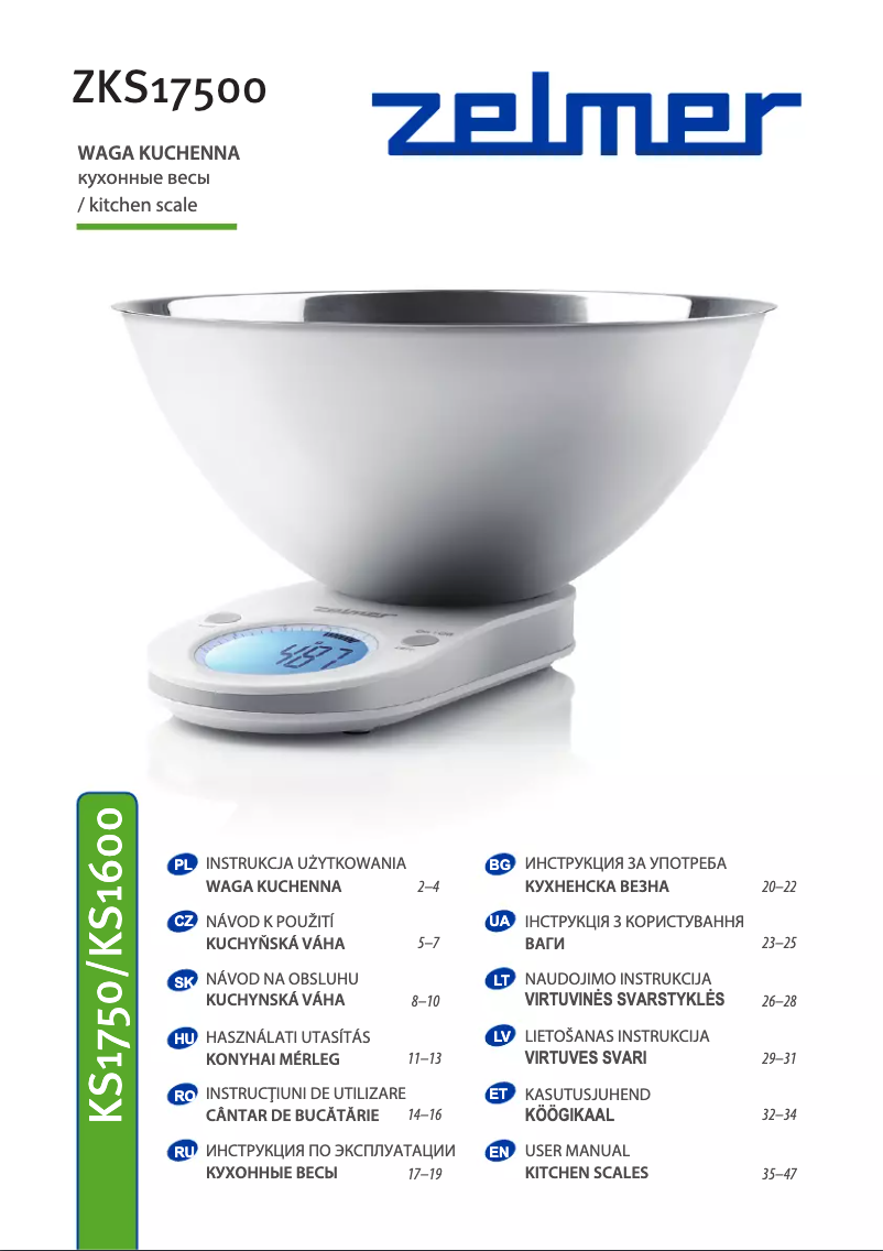 Página 1 del manual Manual de usuario Zelmer ZKS17500