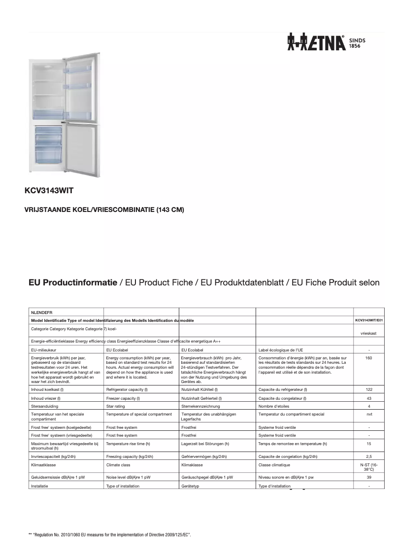 Image de la première page du manuel de l'appareil KCV3143WIT