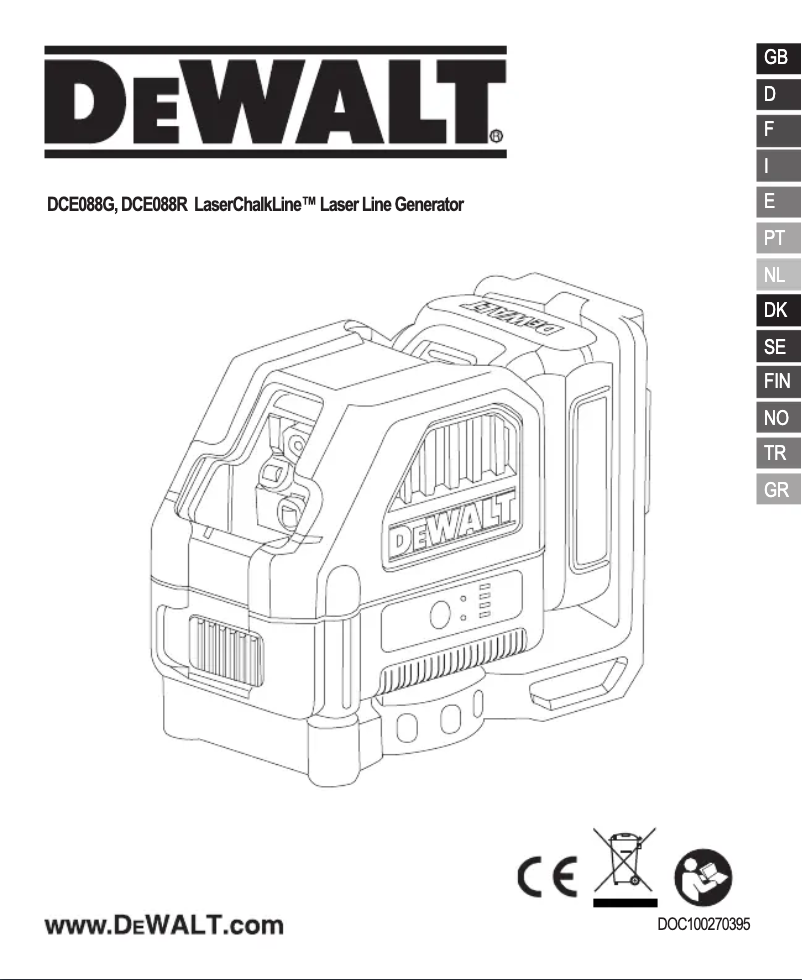 Page 1 de la notice Manuel utilisateur DeWalt DCE088R
