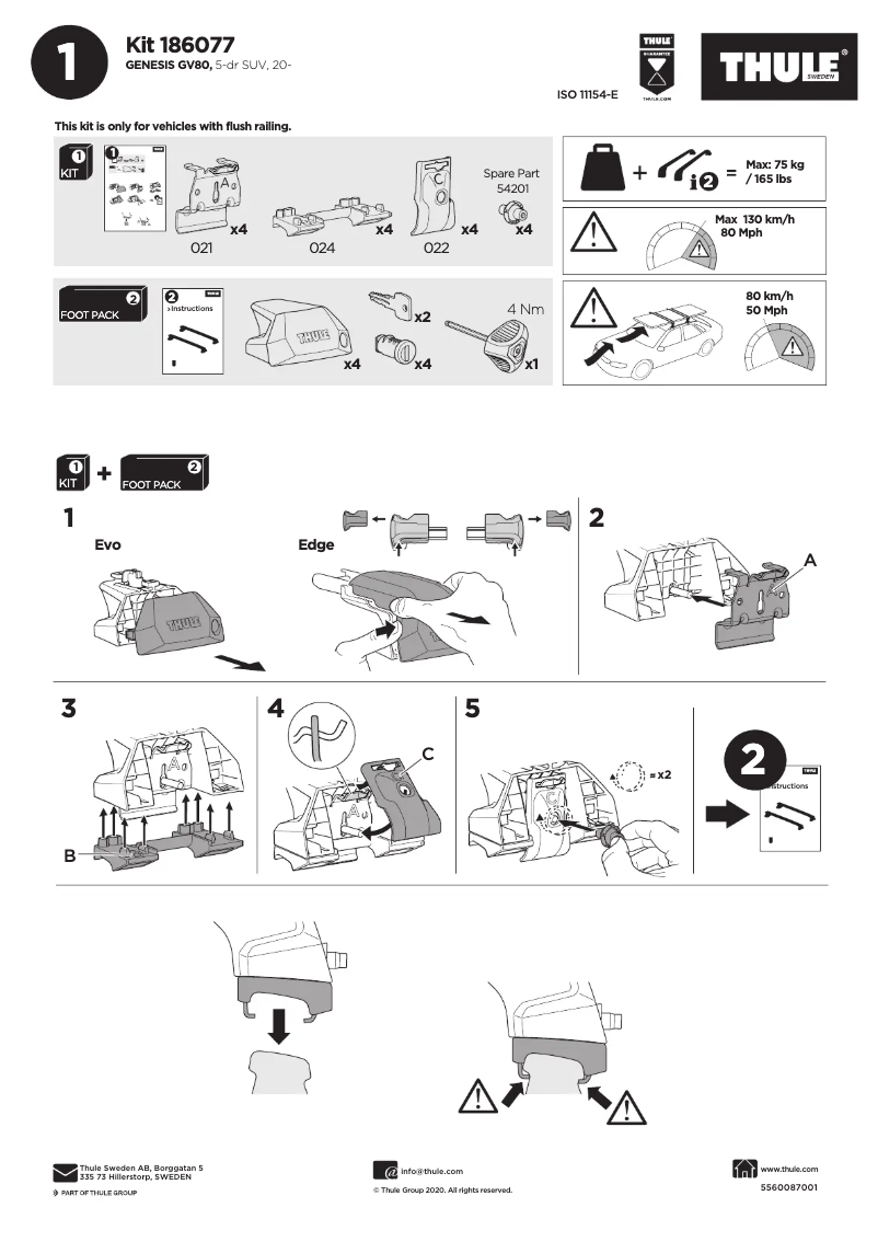 Page n°1 - Manuel utilisateur Thule Kit 186077