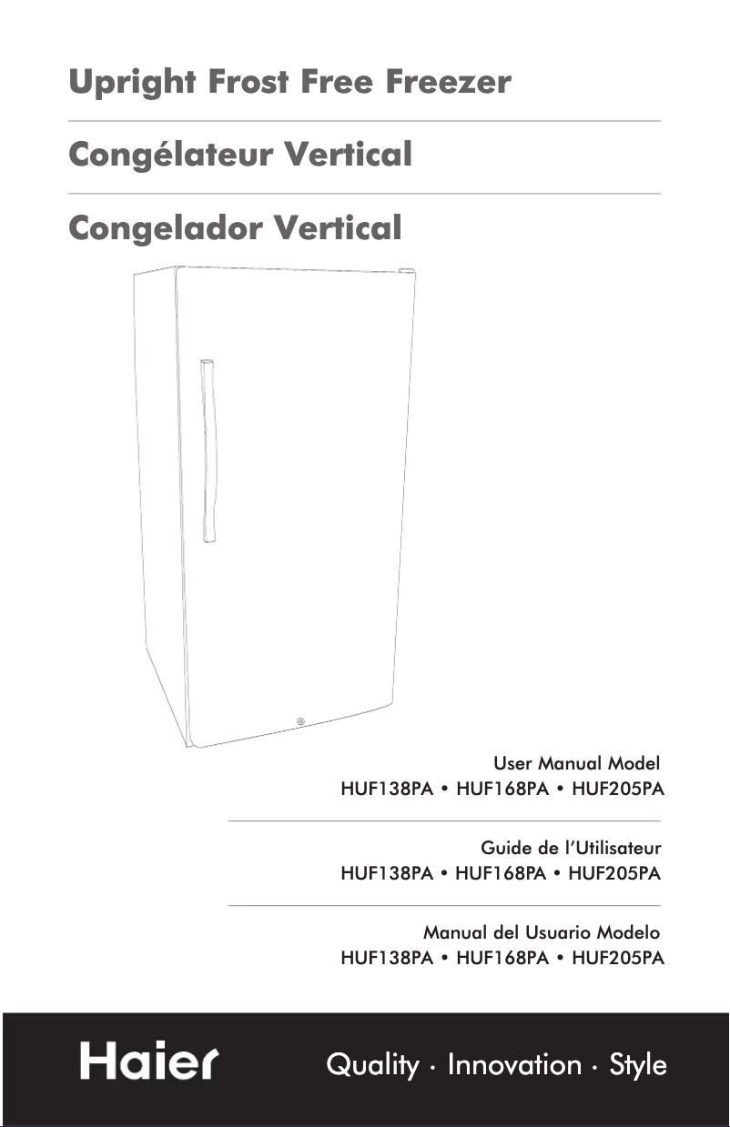 Page 1 de la notice Manuel utilisateur Haier HUF168PA