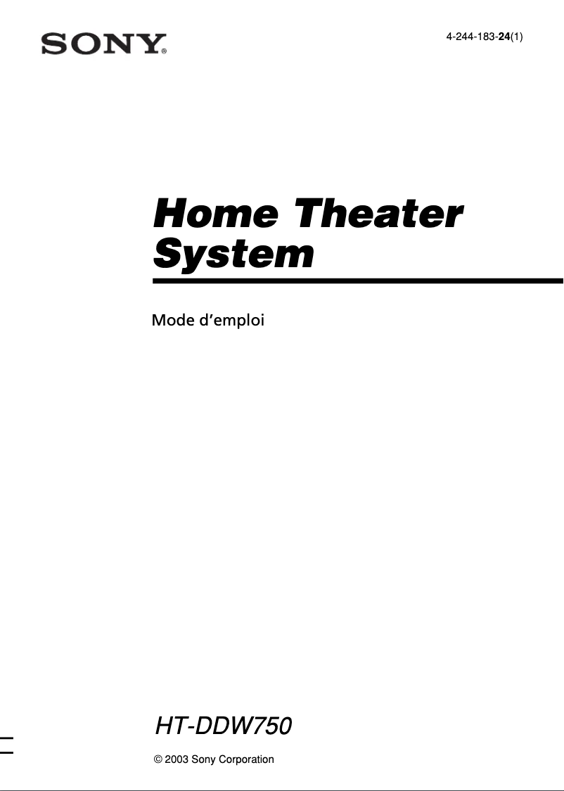 Image de la première page du manuel de l'appareil HT-DDW750