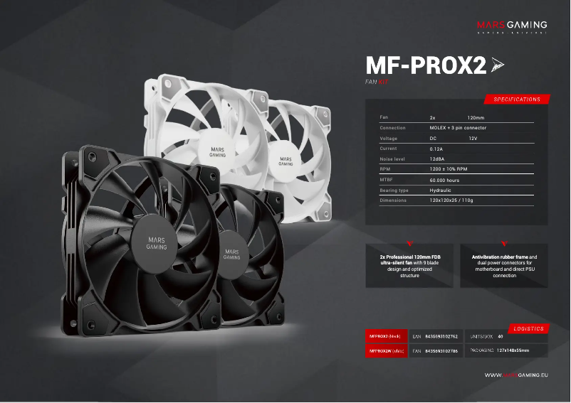 Page 1 de la notice Fiche technique Mars Gaming MF-PROX2