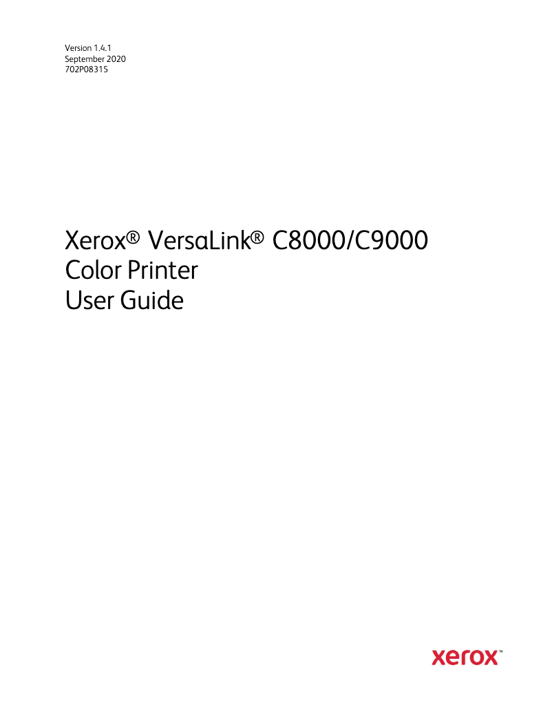 Page 1 de la notice Manuel utilisateur Xerox VersaLink C8000W
