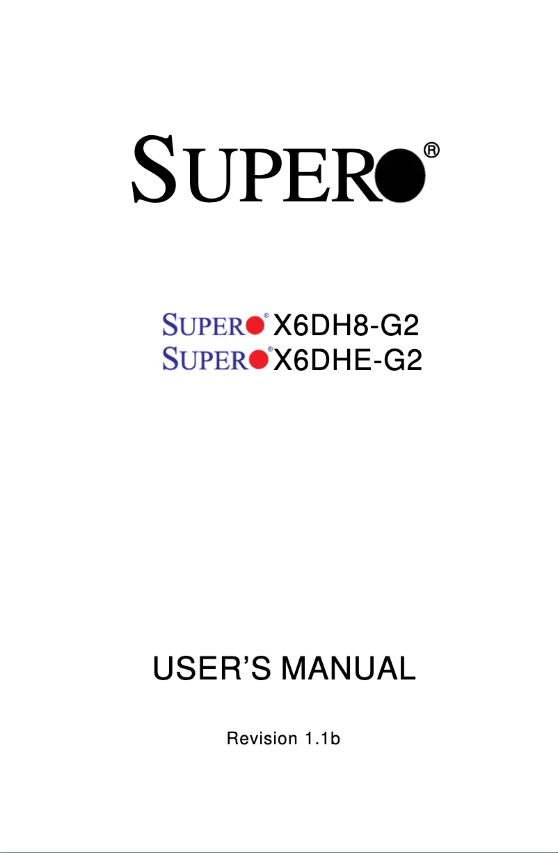 Page n°1 - Manuel utilisateur Supermicro X6DHE-G2