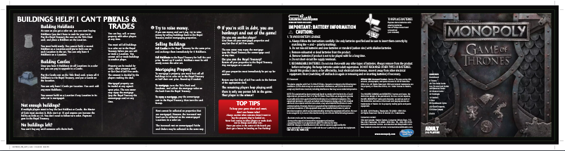 Página 1 del manual Manual de usuario Hasbro Monopoly: Game of Thrones