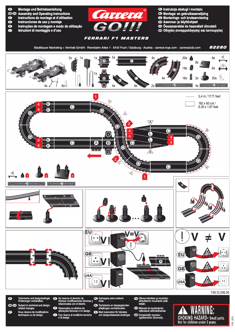 Page 1 de la notice Manuel utilisateur Carrera Ferrari F1 Masters