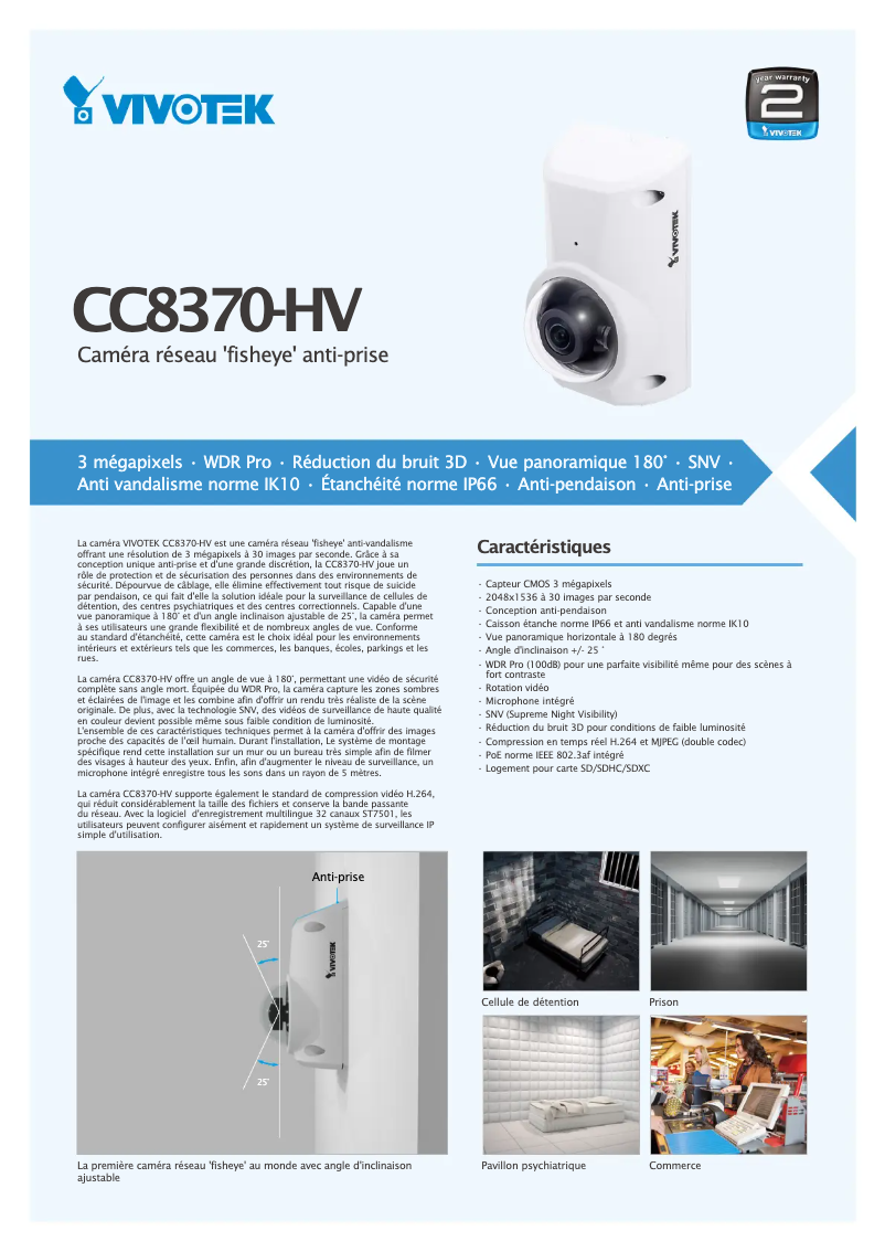 Page 1 de la notice Fiche technique Vivotek CC9380-HV