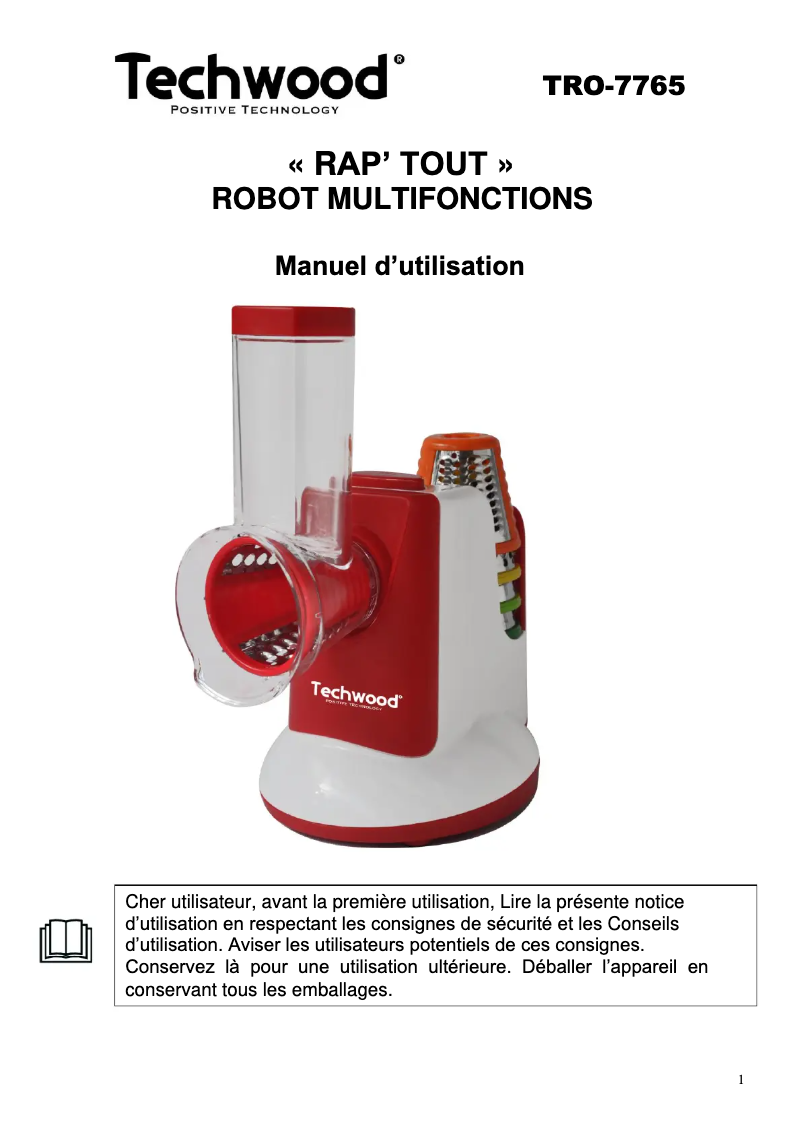 Page n°1 - Manuel utilisateur Techwood TRO-7765