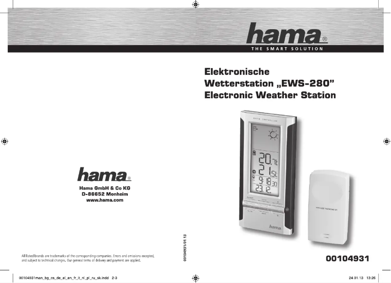 Page 1 de la notice Manuel utilisateur Hama EWS-280