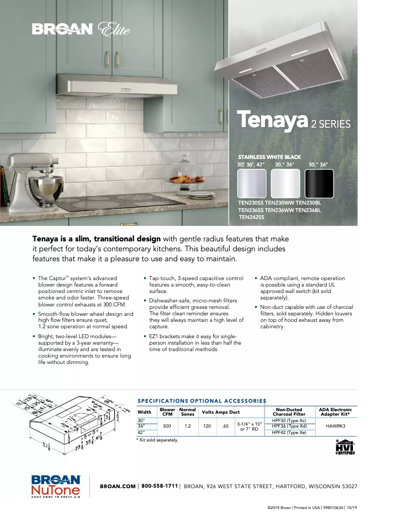 Page 1 de la notice Brochure Broan TEN236SS