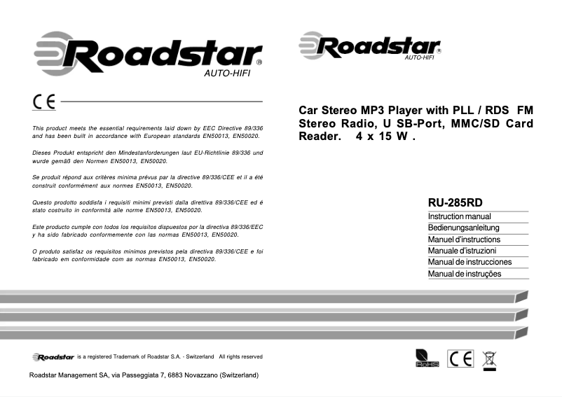 Image de la première page du manuel de l'appareil RU-285RD