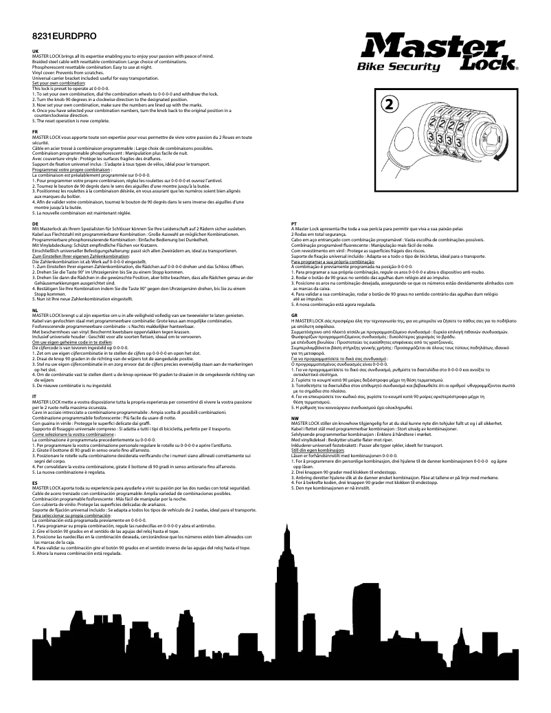 Page n°1 - Manuel utilisateur Master Lock 8231