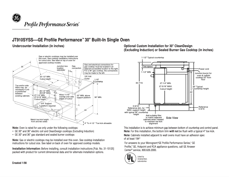 Imagen de la primera página del manual del dispositivo Profile Performance JT910SYSS