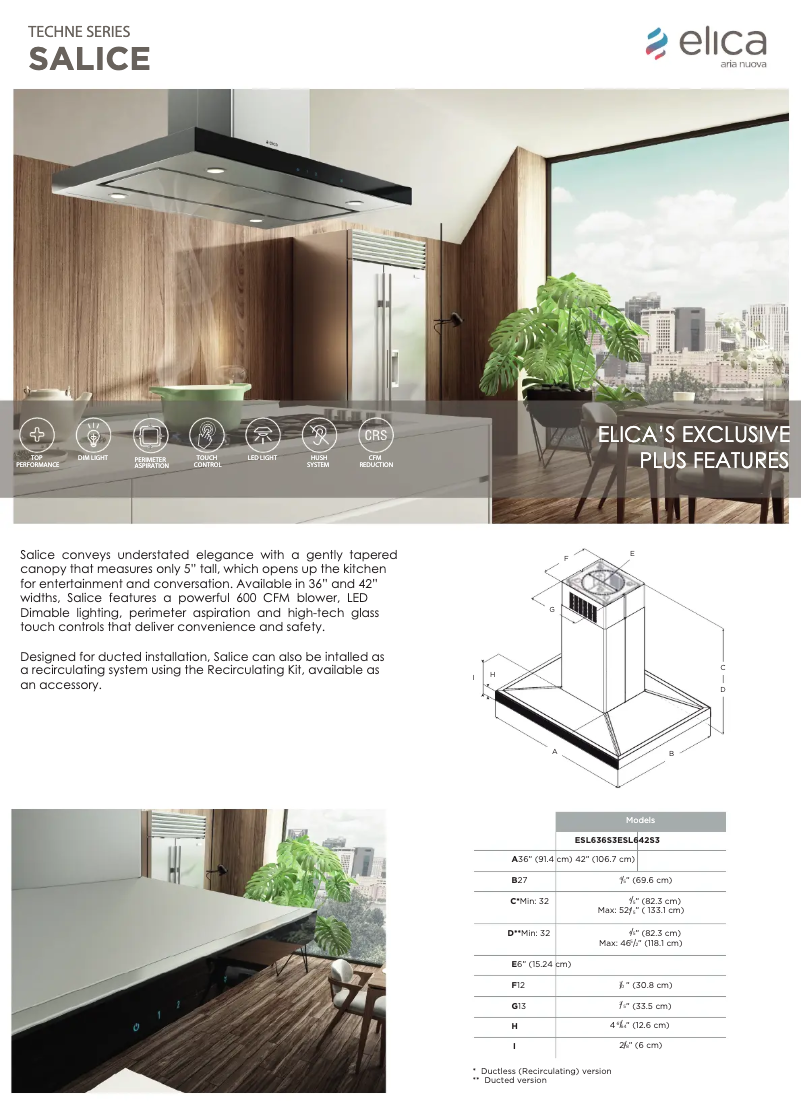 Page 1 de la notice Fiche technique Elica Stoney EST636SS