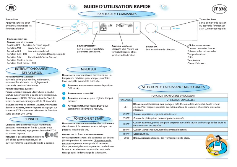 Page 1 de la notice Manuel utilisateur Whirlpool JT 378