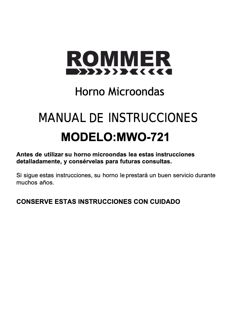 Page n°1 - Manuel utilisateur Rommer M721