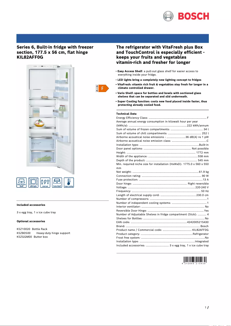 Image de la première page du manuel de l'appareil KIL82AFF0G