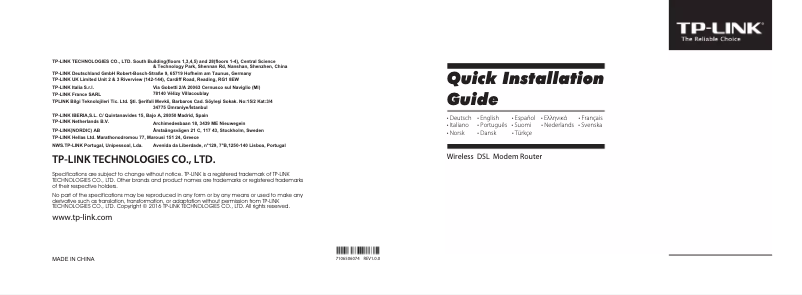 Page n°1 - Guide d'installation TP-Link Archer C1200