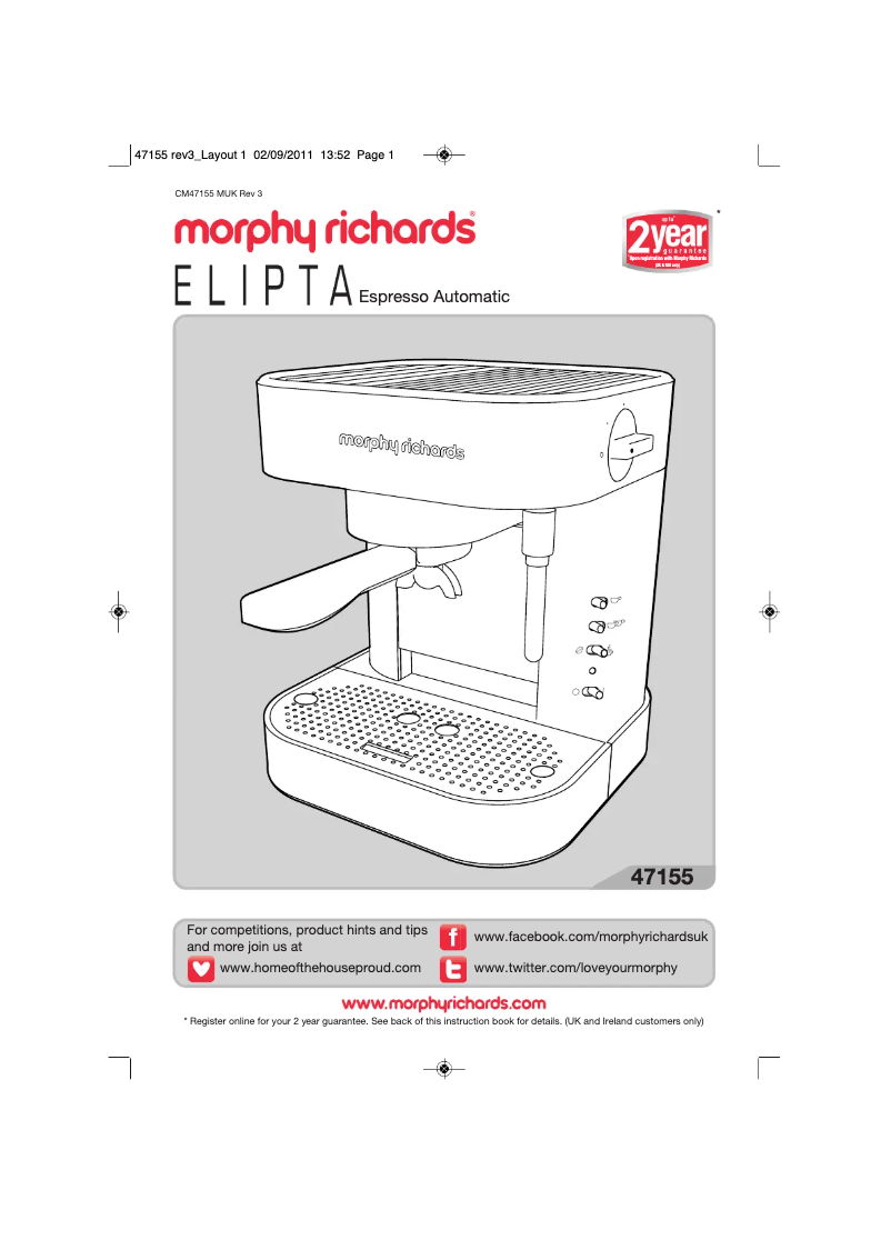 Page 1 de la notice Manuel utilisateur Morphy Richards Elipta