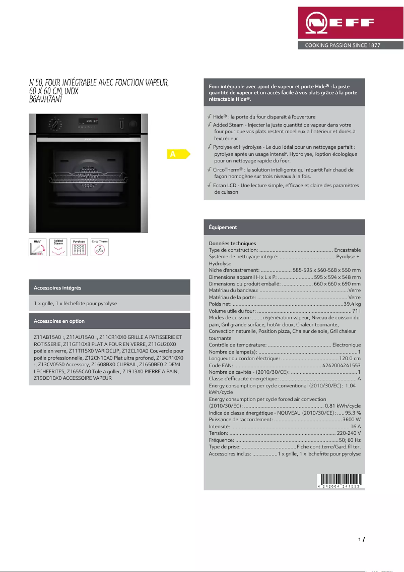 Image de la première page du manuel de l'appareil B6AVH7AN1
